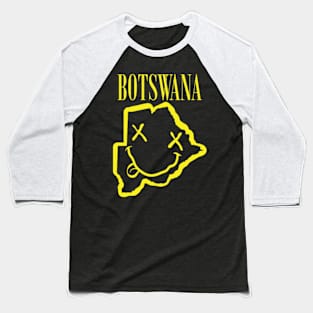 Vibrant Botswana Africa x Eyes Happy Face: Unleash Your 90s Grunge Spirit! Smiling Squiggly Mouth Dazed Smiley Face Baseball T-Shirt